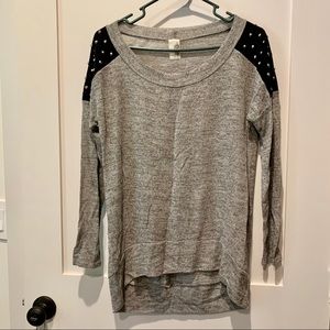 Gray Sweater with Decorative Shoulders